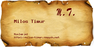 Milos Timur névjegykártya
